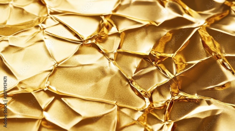 Aufkleber a close-up view of crumpled gold foil creating a luxurious and textured surface.