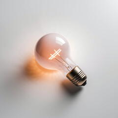 Image of an intense glowing vintage bulb on a white background