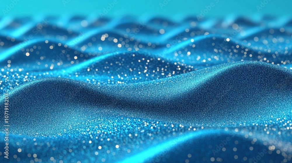 Aufkleber close-up of shimmering blue waves, creating a tranquil and dreamy atmosphere with a soft sparkle.