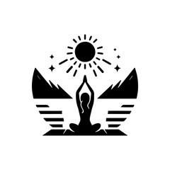 Fototapeta premium Simple Vector Icon of a yoga Morning Ritual – Logo Design Illustration