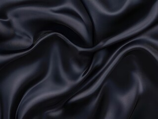 Fototapeta premium elegant black silk satin background, exuding luxury and sophistication. the smooth texture catches light softly, creating a rich and inviting atmosphere perfect for glamorous presentations