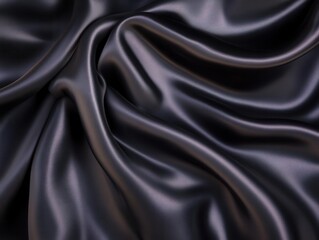 Fototapeta premium elegant black silk satin background, exuding luxury and sophistication. the smooth texture catches light softly, creating a rich and inviting atmosphere perfect for glamorous presentations