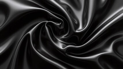 Obraz premium Shiny black crumpled sheet, textured and black-glossed