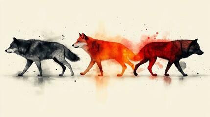 Wolf Pack Artwork - Modern and Abstract Illustration