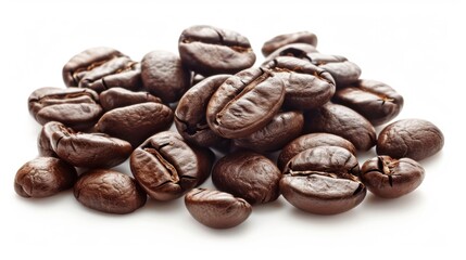 Obraz premium Close-up of Roasted Coffee Beans - Rich Aroma and Flavor