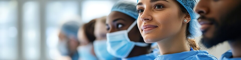 Diverse group of medical staff in surgical masks