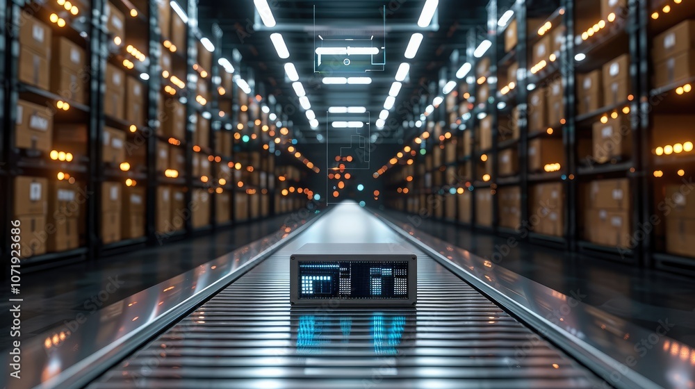 Leinwandbilder smooth flow of inventory in a high-tech warehouse, displaying digital systems and optimized stock mo