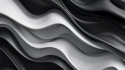 Fototapeta premium Abstract Black and White Wave Pattern - Minimalist Graphic Design