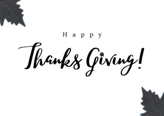 Happy Thanksgiving Greeting Card design, black and white.