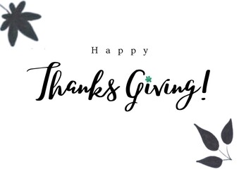 Happy Thanksgiving Greeting Card design, black and white.