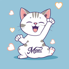 Obraz premium Playful yoga cat cartoon illustration.