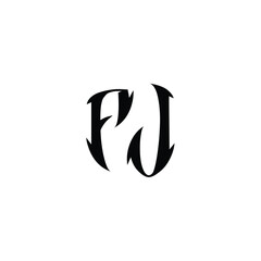 Fototapeta premium FJ monogram logo design letter text name symbol monochrome logotype alphabet character simple logo
