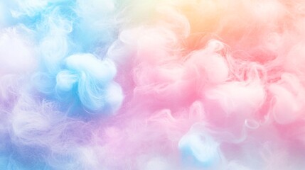 34.Abstract depiction of cotton candy in soft pastel colors, with gentle, swirling patterns that create a light and airy background perfect for a dreamy visual experience