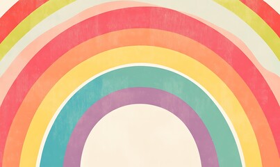 Obraz premium A colorful, vintage-style rainbow arching across a light background.