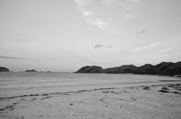 Amazing view of beach in lombok with black and white tone color