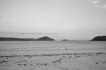 Amazing view of beach in lombok with black and white tone color