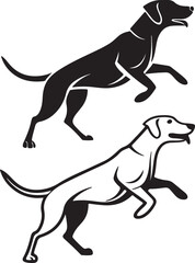 Obraz premium Black and white silhouette of a dog upright on its hind legs, showcasing a playful dancing stance