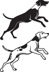 Obraz premium Black and white silhouette of a dog upright on its hind legs, showcasing a playful dancing stance