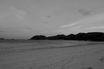 Amazing view of beach in lombok with black and white tone color