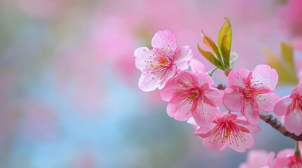 Delicate Pink Blossoms in Soft Focus Background