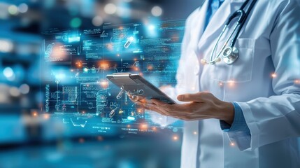 Doctor Using Tablet with Digital Medical Data