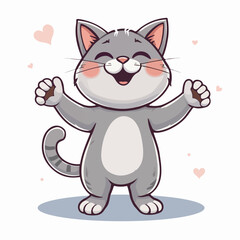 Obraz premium Playful yoga cat cartoon illustration.