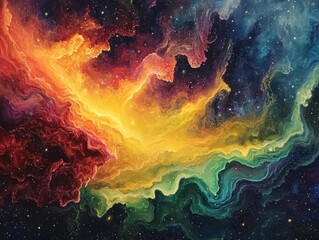 Colorful abstract cosmic clouds and starry night sky