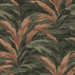 Leafy plant pattern on dark green background, ideal for design.