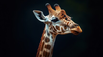 Majestic Giraffe Portrait on Dark Background