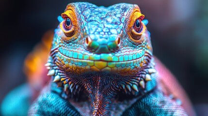 Obraz premium Colorful Artistic Lizard Portrait in Vibrant Colors