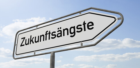 Pfeilwegweiser mit der Beschriftung Zukunftsängste