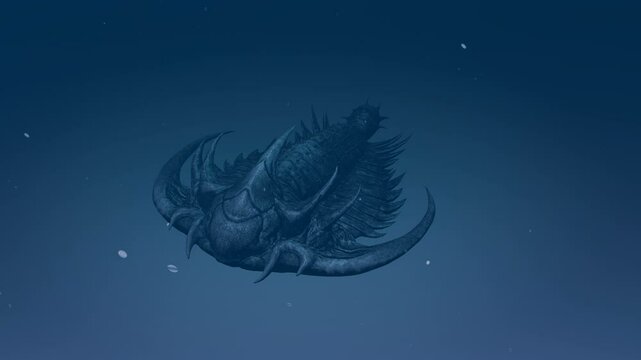 Extinct Trilobites move under the deep blue sea. An 3d animation of prehistoric Trilobites. 