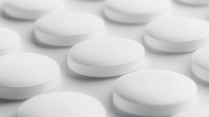 55.Creamy white milk tablets shown in close-up, highlighting their smooth surface and consistent shape, arranged on a minimalist background