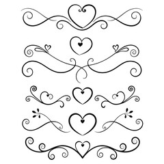 Romantic Calligraphic Heart Flourishes – Fancy Valentine Divider Vector