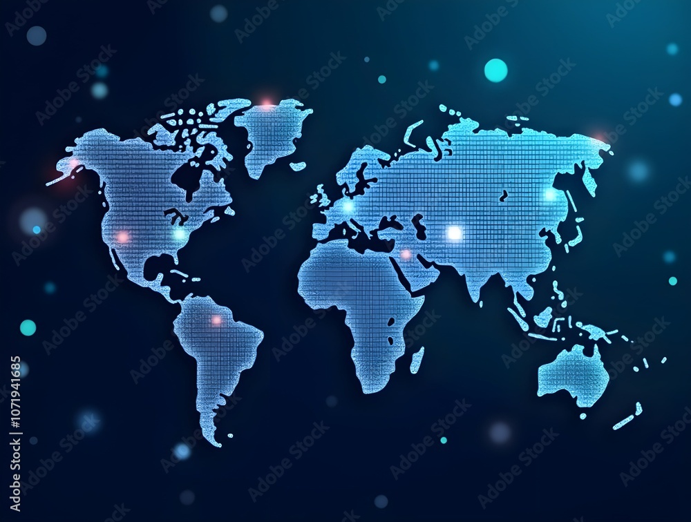 Poster a digital representation of the earth with glowing lines extending outward, symbolizing global conne