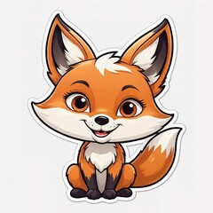 Obraz premium Cute fox cartoon stickers on a transparent background. 
