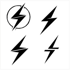 Install Lightning. Modern flat style vector illustration. Lightning bolt Lightning flash icon set. Flat style on a dark background. Vector