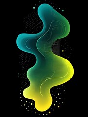 Abstract background with flowing green and yellow shapes on black