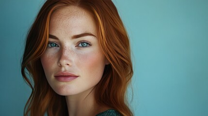 Fototapeta premium Beautiful Redhead Portrait on Light Background