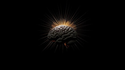 Fototapeta premium Radiant Brain Emitting Golden Rays of Light