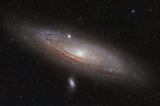 M31 galaxy with H-alpha spectral line of the Balmer series of atomic hydrogen