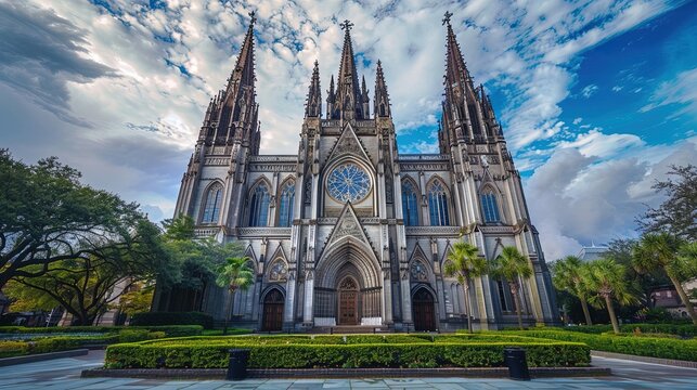 The cathedral of st. John the baptist standing tall in savannah georgia