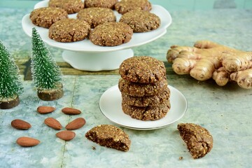 Molasses ginger almond Christmas cookies