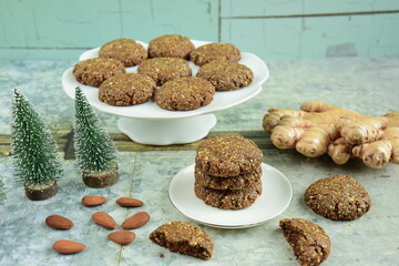 Molasses ginger almond Christmas cookies