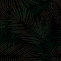 Seamless pattern with gray leaves on a black background