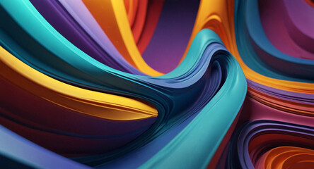3D abstract design with flowing, extruded colors