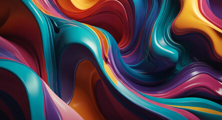 3D abstract design with flowing, extruded colors