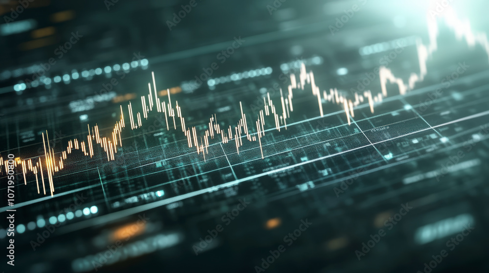 Aufkleber a digital graph with rising candlestick patterns, representing financial data or stock market trends