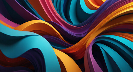 3D abstract design with flowing, extruded colors