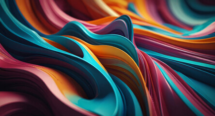3D abstract design with flowing, extruded colors